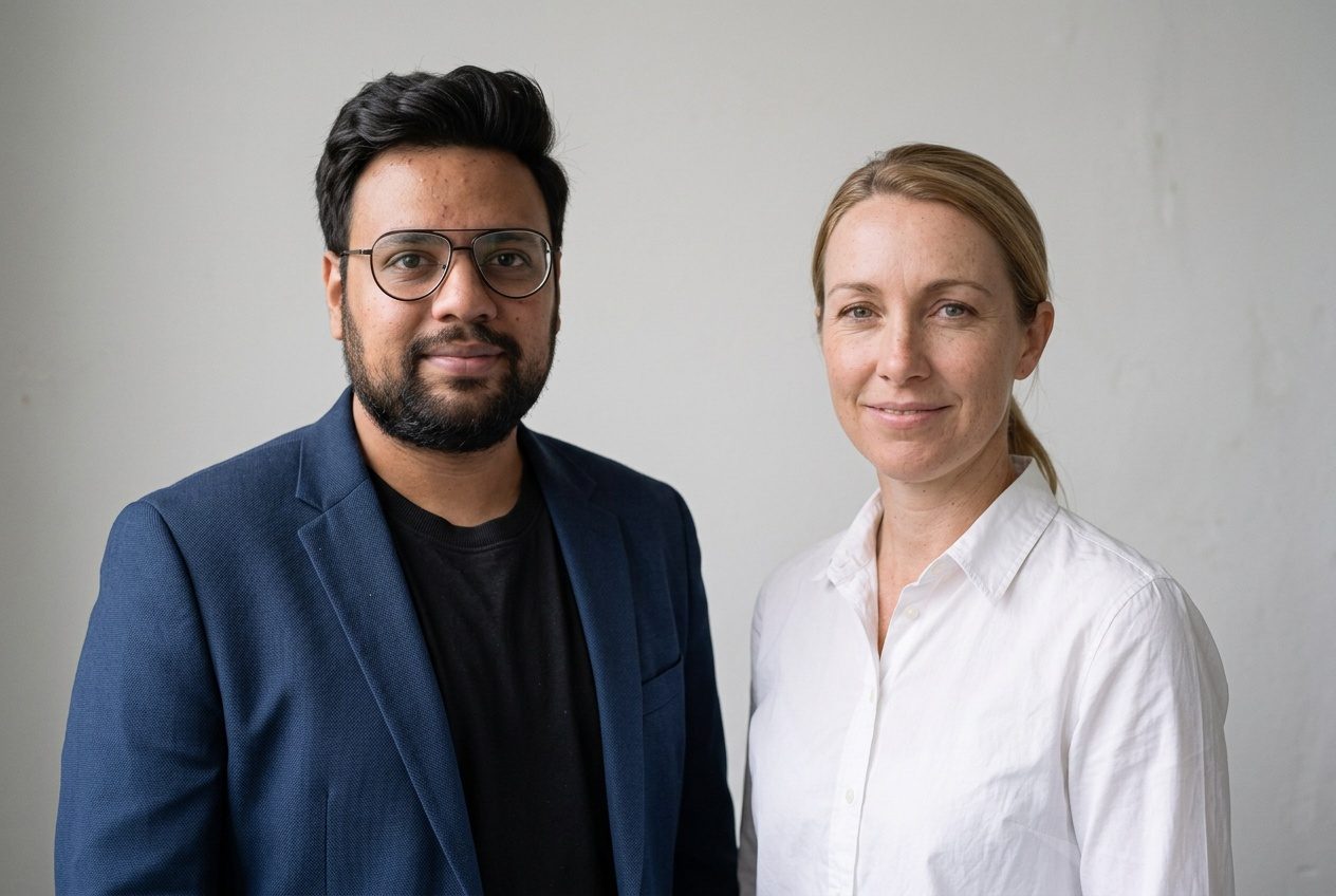 Sam Rahman with Amanda, Zen Drafting Studio’s AI presenter (not a real person)