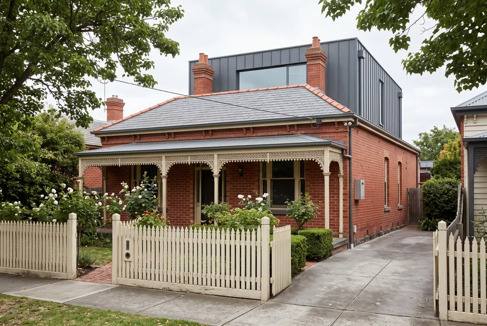 Victorian Camberwell villa with a zinc-clad first-floor addition set back behind the original roof